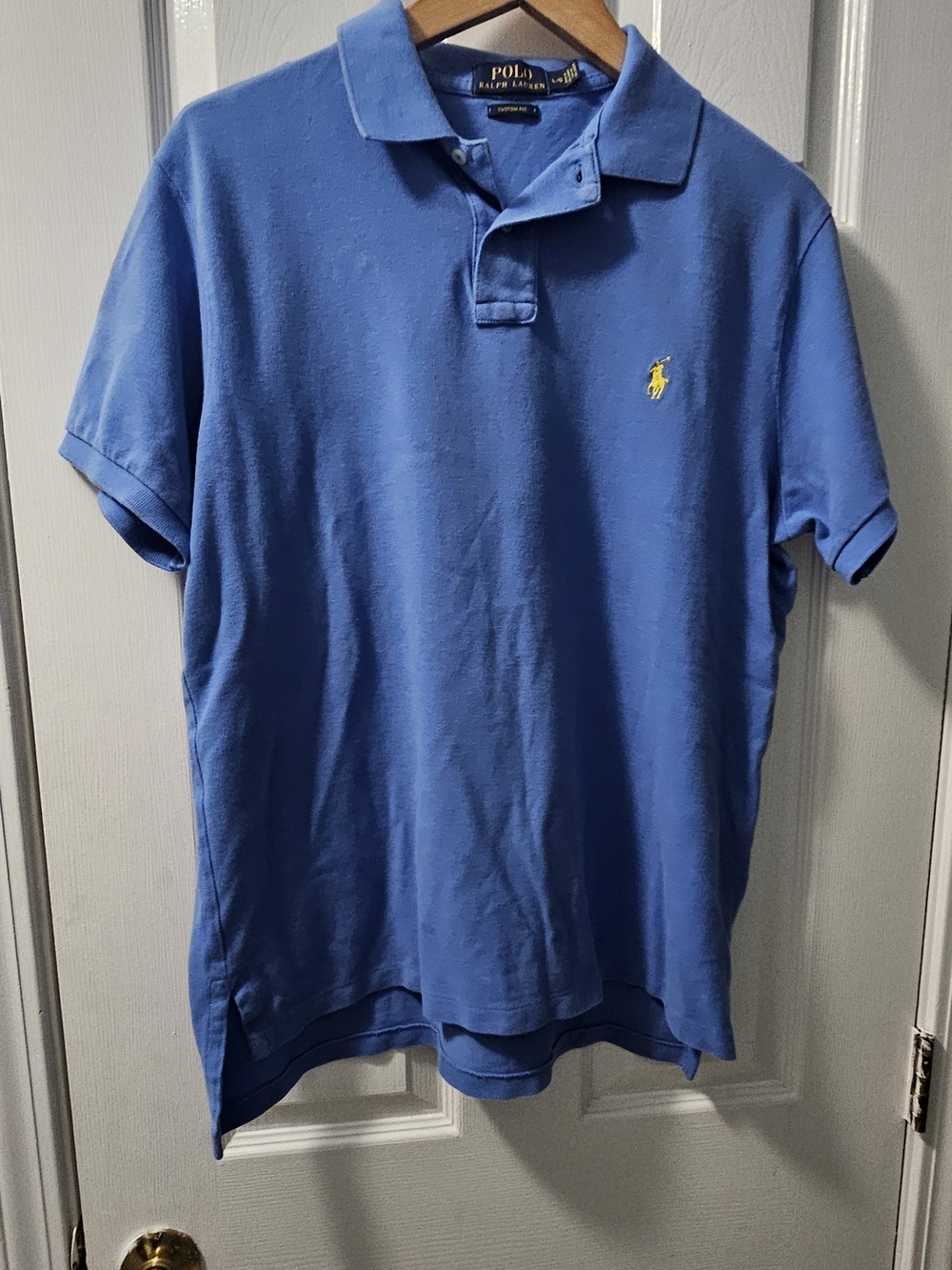 Ralph Lauren Blue Polo with Yellow Logo Detailing